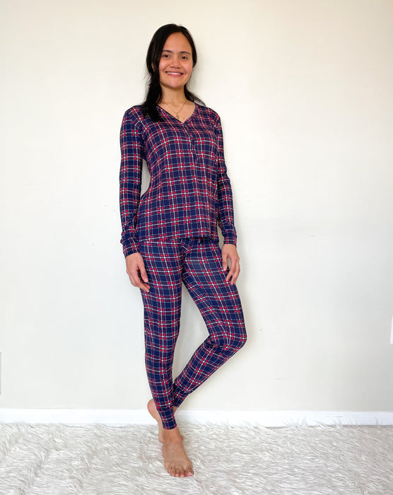 Hendrix Plaid Womens Long Sleeves Loungewear Set