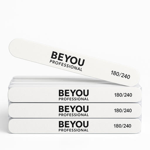 nbmsupply BEYOU Professional Nail Files 180/240 Grit, Plastic Base