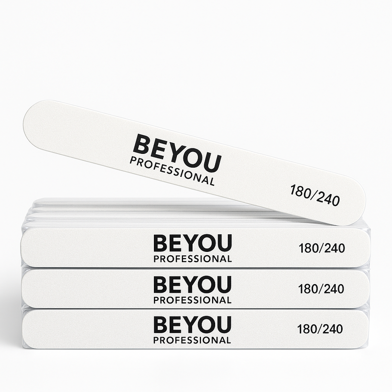 nbmsupply BEYOU Professional Nail Files 180/240 Grit, Wooden Base
