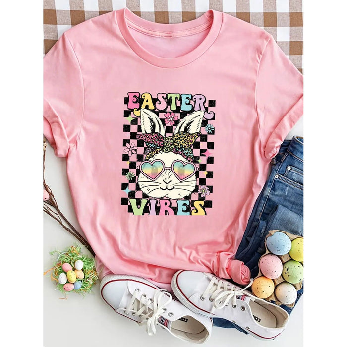 EASTER VIBES Round Neck Short Sleeve T-Shirt