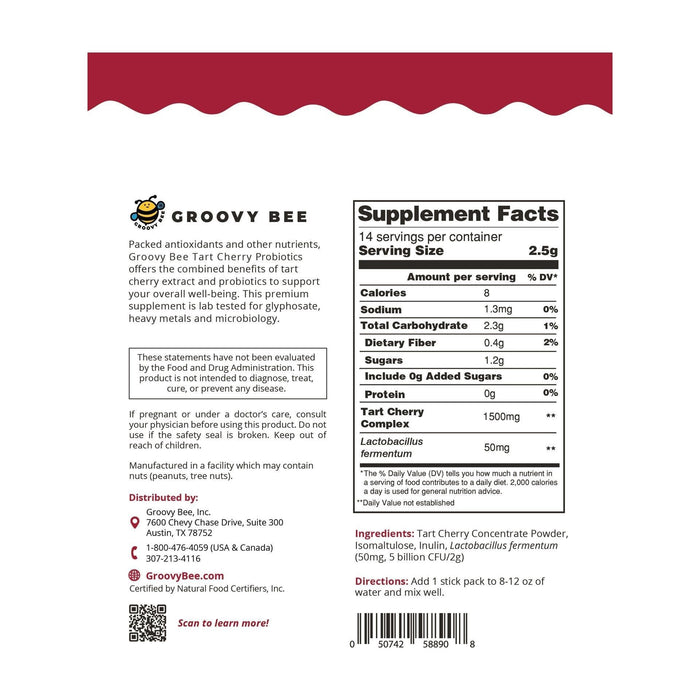 Tart Cherry Probiotics Drink Mix (14 counts) 1.24 oz (35g)