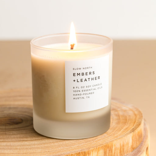 Slow North Embers + Leather - Signature Candle (Vetiver + Cedar + Patchouli) Frosted Candles