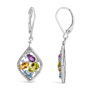 Bids.com Sterling Silver Diamond Accent Multi Stone Rhombus Drop Earrings Earrings