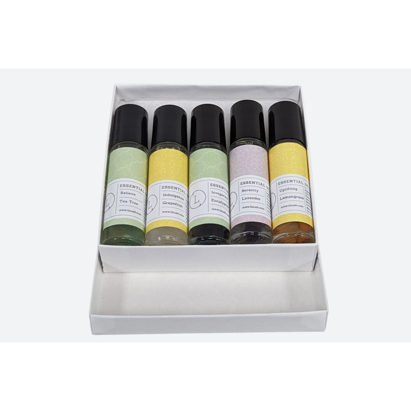 Lizush Essential Oils Roll-On with Crystals - set of 5 All Gifts