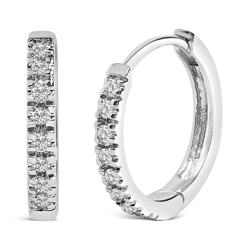 Bids.com 14K Rose Gold 1/5 CTW Diamond Huggie Hoop Earrings Earrings
