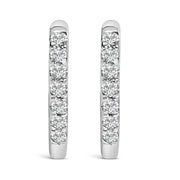 Bids.com 10K Rose Gold 1/4 Cttw Diamond Double Sided Huggie Hoop Earrings Earrings