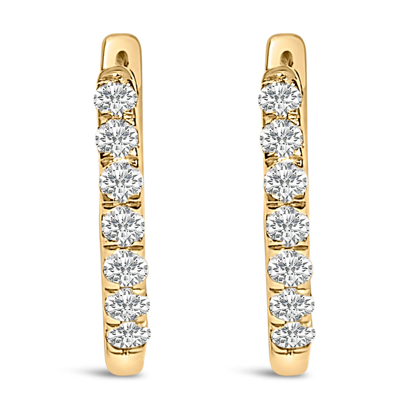 Bids.com 10K Rose Gold 1/4 Cttw Diamond Double Sided Huggie Hoop Earrings Earrings