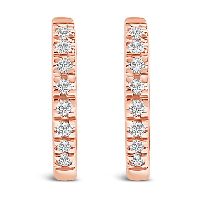 Bids.com 14K Rose Gold 1/5 CTW Diamond Huggie Hoop Earrings Earrings