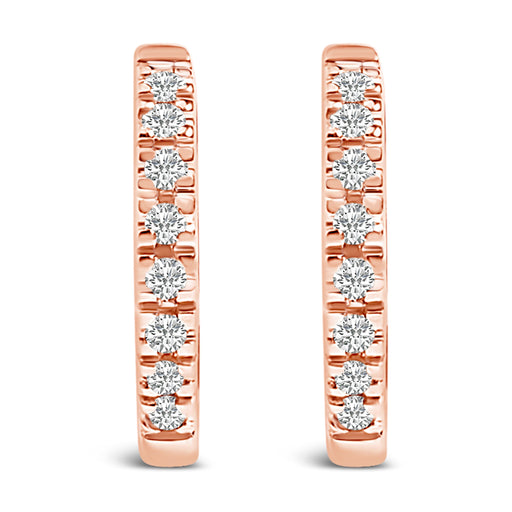 Bids.com 14K Rose Gold 1/5 CTW Diamond Huggie Hoop Earrings Earrings