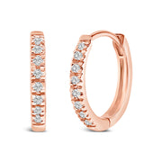 Bids.com 14K Rose Gold 1/5 CTW Diamond Huggie Hoop Earrings Earrings