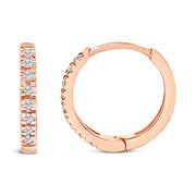 Bids.com 14K Rose Gold 1/5 CTW Diamond Huggie Hoop Earrings Earrings
