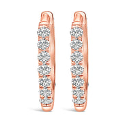 Bids.com 10K Rose Gold 1/4 Cttw Diamond Double Sided Huggie Hoop Earrings Earrings