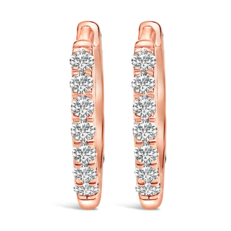 Bids.com 10K Rose Gold 1/4 Cttw Diamond Double Sided Huggie Hoop Earrings Earrings