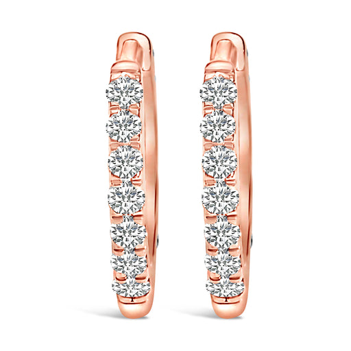 Bids.com 10K Rose Gold 1/4 Cttw Diamond Double Sided Huggie Hoop Earrings Earrings