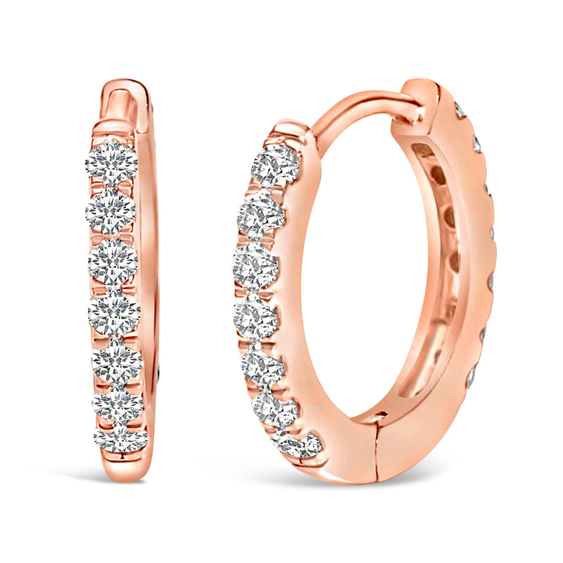 Bids.com 10K Rose Gold 1/4 Cttw Diamond Double Sided Huggie Hoop Earrings Earrings