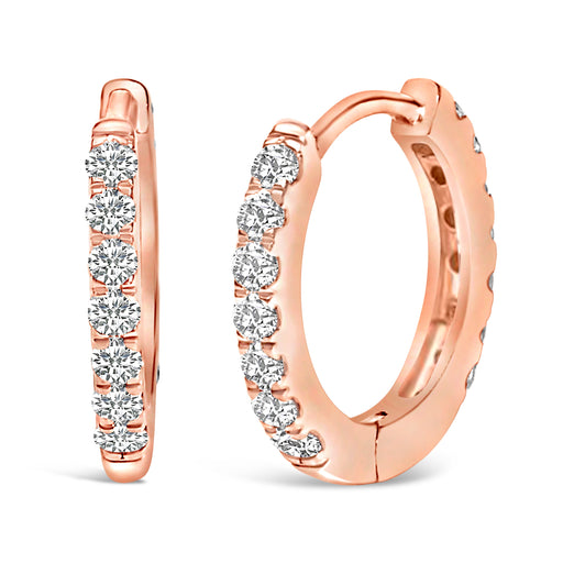 Bids.com 10K Rose Gold 1/4 Cttw Diamond Double Sided Huggie Hoop Earrings Earrings
