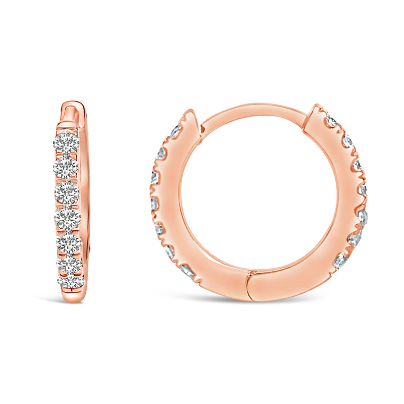 Bids.com 10K Rose Gold 1/4 Cttw Diamond Double Sided Huggie Hoop Earrings Earrings