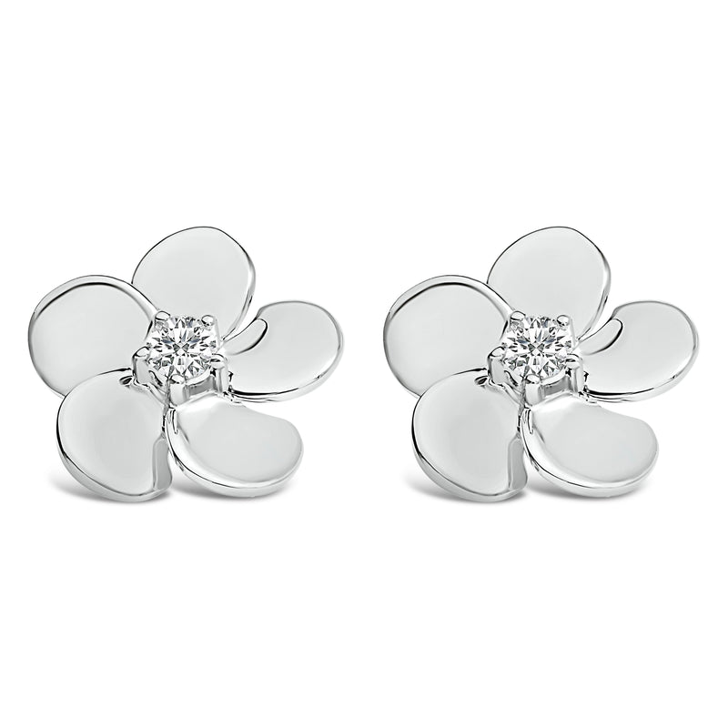 Bids.com 10K White Gold 1/3 Cttw Lab Grown Diamond Flower Petal Stud Earrings Earrings