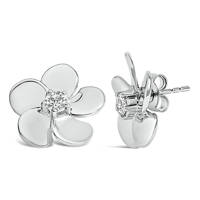 Bids.com 10K White Gold 1/3 Cttw Lab Grown Diamond Flower Petal Stud Earrings Earrings