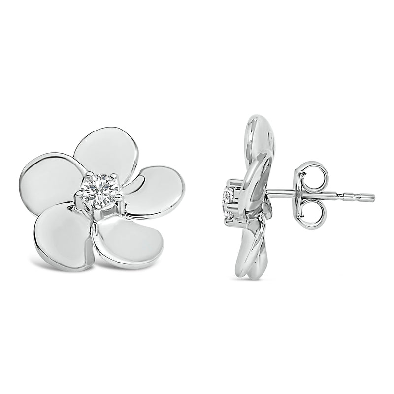 Bids.com 10K White Gold 1/3 Cttw Lab Grown Diamond Flower Petal Stud Earrings Earrings