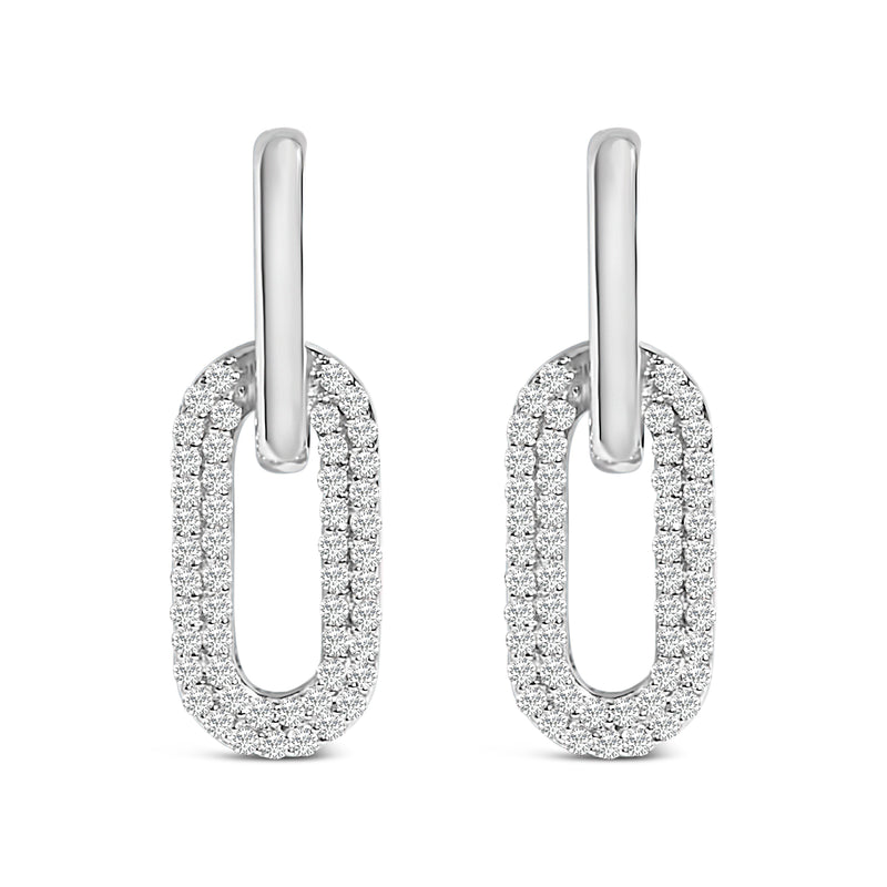 Bids.com 10K White Gold 1/2 Cttw Lab Grown Diamond Dangling Paperclip Drop Earrings Earrings