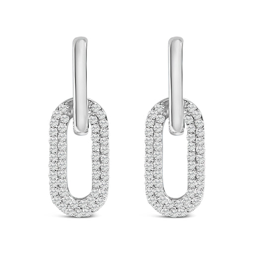 Bids.com 10K White Gold 1/2 Cttw Lab Grown Diamond Dangling Paperclip Drop Earrings Earrings