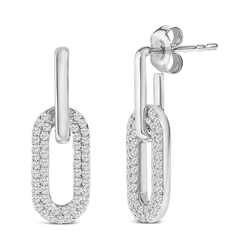 Bids.com 10K White Gold 1/2 Cttw Lab Grown Diamond Dangling Paperclip Drop Earrings Earrings