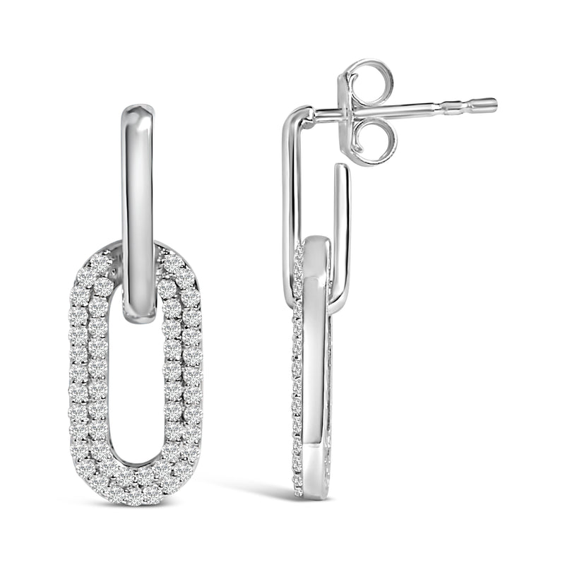 Bids.com 10K White Gold 1/2 Cttw Lab Grown Diamond Dangling Paperclip Drop Earrings Earrings