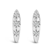 Bids.com 10K White Gold 1/5 Cttw Lab Grown Diamond Three Stone Huggie Hoop Earrings Earrings