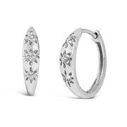 Bids.com 10K White Gold 1/5 Cttw Lab Grown Diamond Three Stone Huggie Hoop Earrings Earrings