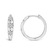 Bids.com 10K White Gold 1/5 Cttw Lab Grown Diamond Three Stone Huggie Hoop Earrings Earrings