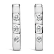 Bids.com 10K White Gold 1/10 Cttw Three Stone Lab Grown Diamond Oval Huggies Hoop Earrings Earrings
