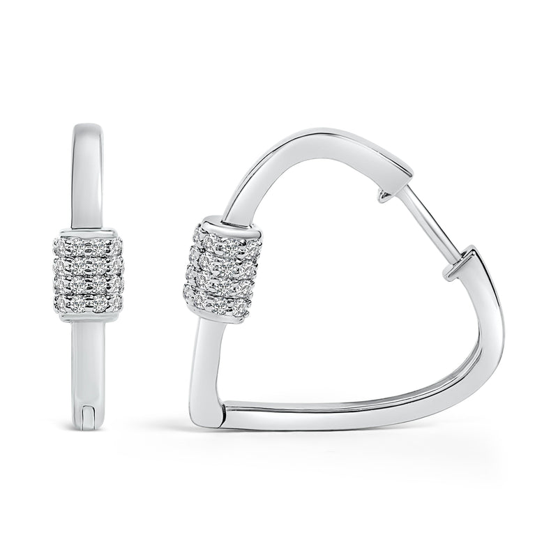 Bids.com 10K White Gold 3/8 Cttw Lab Grown Diamond Heart Shaped Huggie Hoop Earrings Earrings
