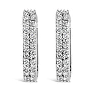 Bids.com 10K White Gold 1/4 Cttw Lab Grown Diamond Double Row Huggie Hoop Earrings Earrings
