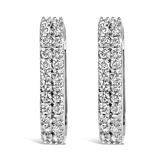 Bids.com 10K White Gold 1/4 Cttw Lab Grown Diamond Double Row Huggie Hoop Earrings Earrings