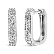 Bids.com 10K White Gold 1/4 Cttw Lab Grown Diamond Double Row Huggie Hoop Earrings Earrings