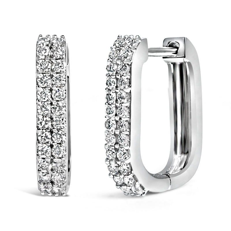 Bids.com 10K White Gold 1/4 Cttw Lab Grown Diamond Double Row Huggie Hoop Earrings Earrings