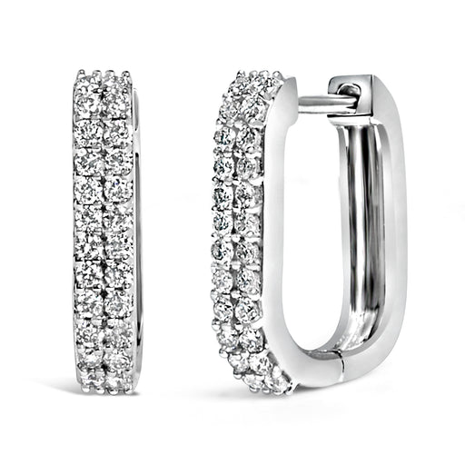 Bids.com 10K White Gold 1/4 Cttw Lab Grown Diamond Double Row Huggie Hoop Earrings Earrings