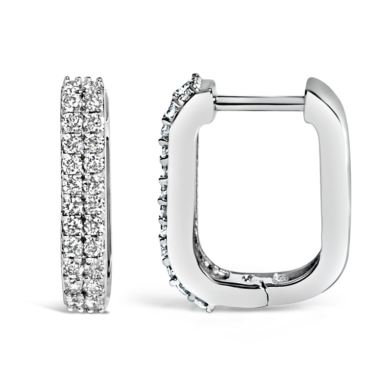 Bids.com 10K White Gold 1/4 Cttw Lab Grown Diamond Double Row Huggie Hoop Earrings Earrings