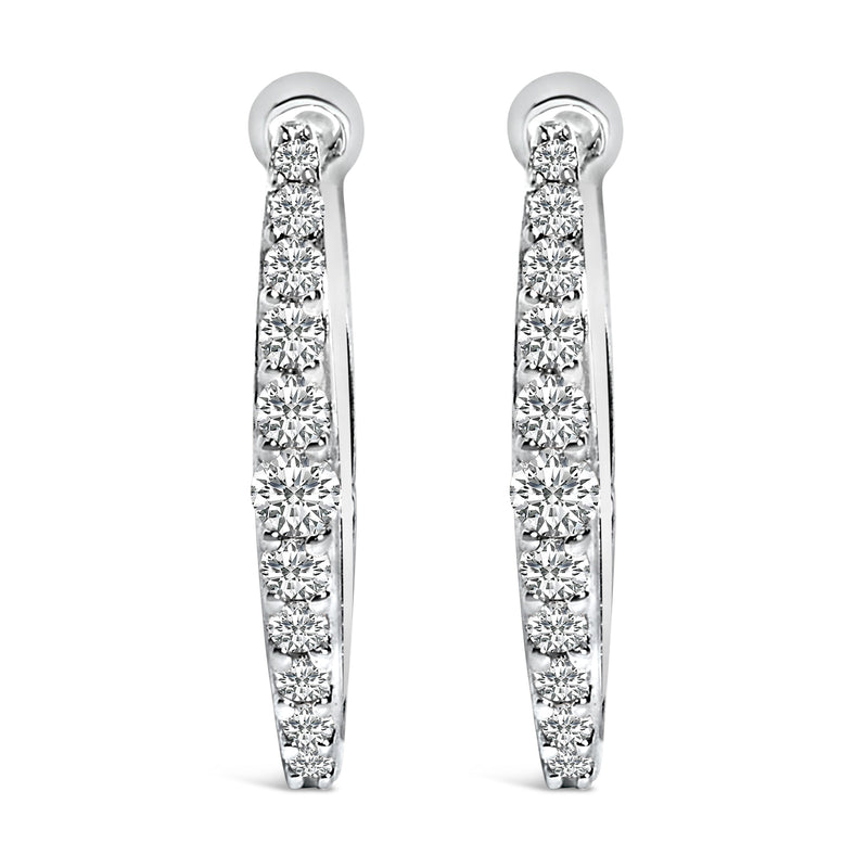 Bids.com 10K White Gold 1/4 Cttw Lab Grown Diamond Heart Shaped Huggy Hoop Earrings Earrings