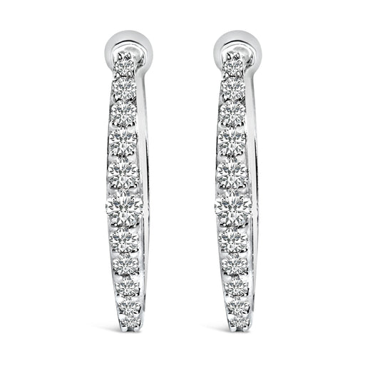 Bids.com 10K White Gold 1/4 Cttw Lab Grown Diamond Heart Shaped Huggy Hoop Earrings Earrings