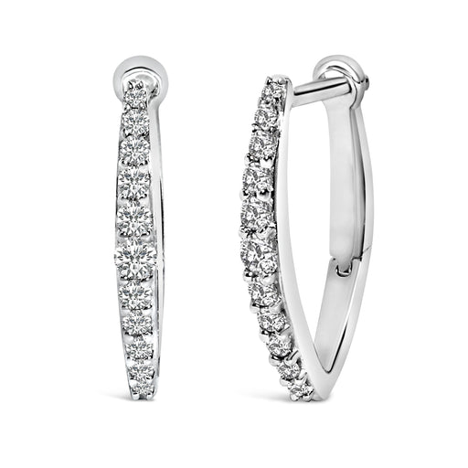 Bids.com 10K White Gold 1/4 Cttw Lab Grown Diamond Heart Shaped Huggy Hoop Earrings Earrings