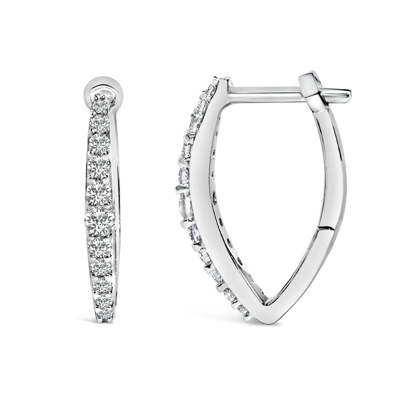 Bids.com 10K White Gold 1/4 Cttw Lab Grown Diamond Heart Shaped Huggy Hoop Earrings Earrings