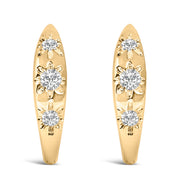 Bids.com 10K White Gold 1/5 Cttw Lab Grown Diamond Three Stone Huggie Hoop Earrings Earrings