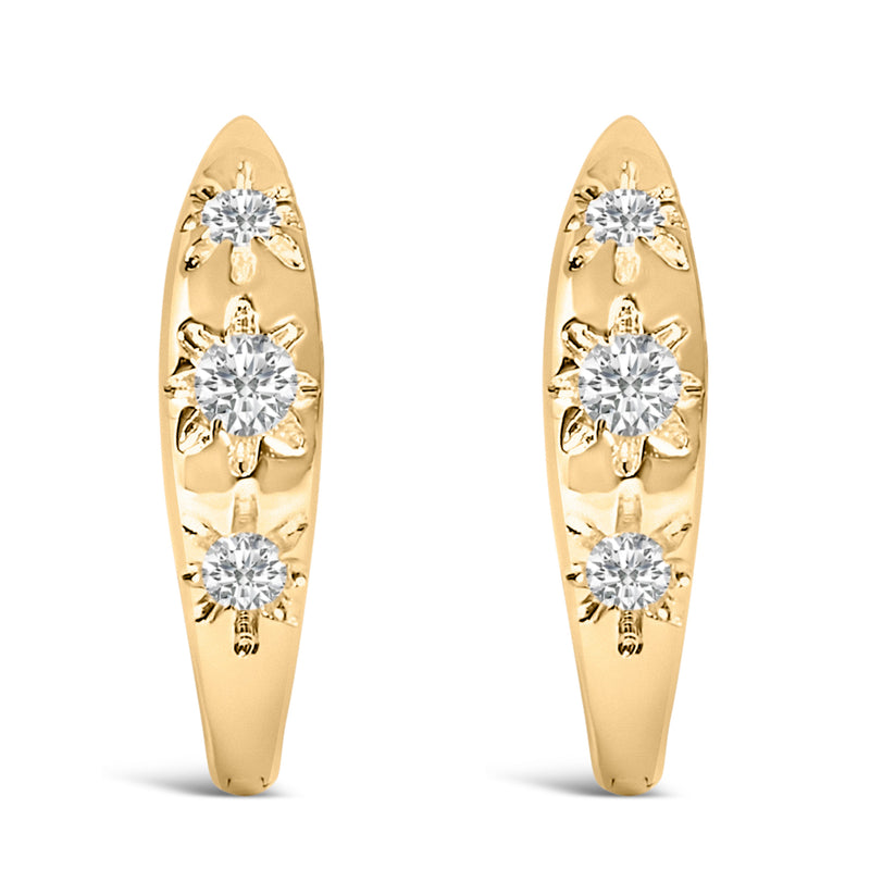 Bids.com 10K White Gold 1/5 Cttw Lab Grown Diamond Three Stone Huggie Hoop Earrings Earrings