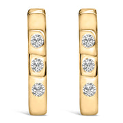 Bids.com 10K White Gold 1/10 Cttw Three Stone Lab Grown Diamond Oval Huggies Hoop Earrings Earrings