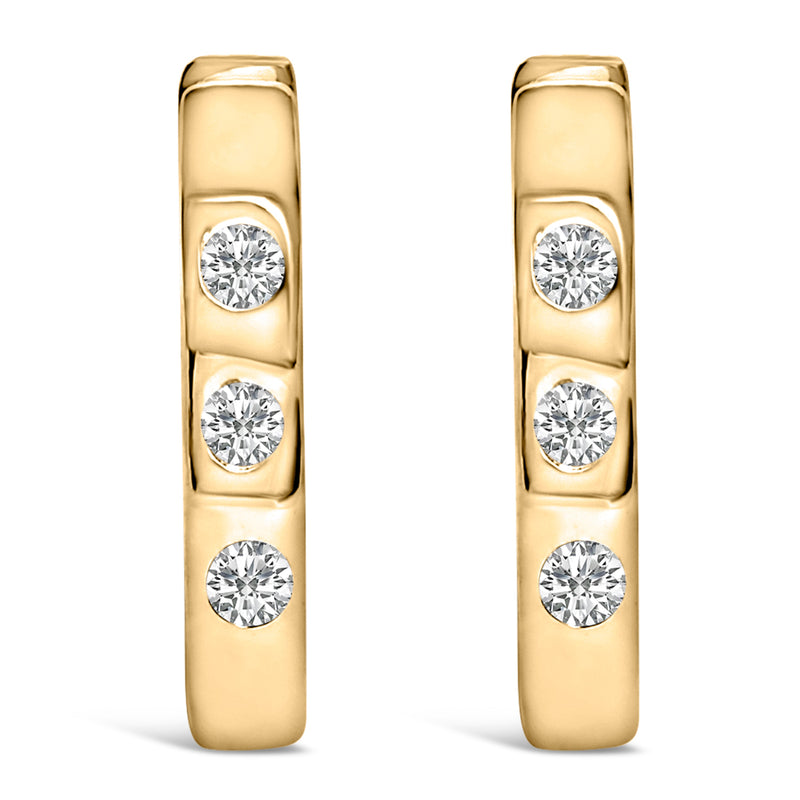 Bids.com 10K White Gold 1/10 Cttw Three Stone Lab Grown Diamond Oval Huggies Hoop Earrings Earrings