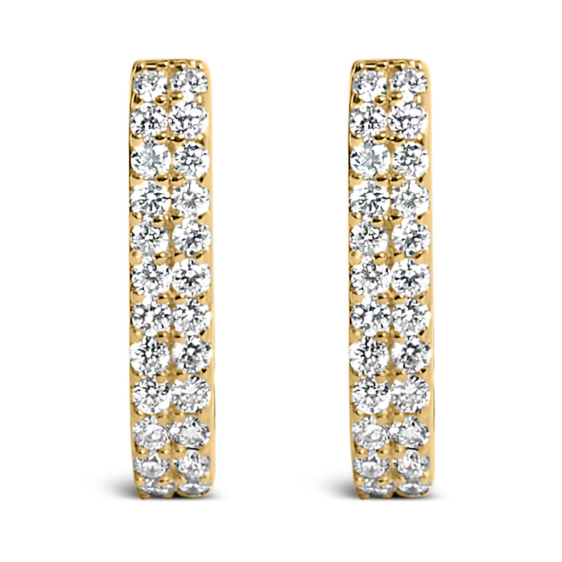 Bids.com 10K White Gold 1/4 Cttw Lab Grown Diamond Double Row Huggie Hoop Earrings Earrings