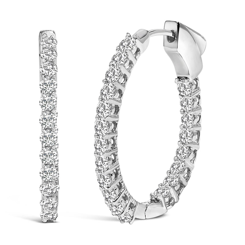 Bids.com 14K White Gold 1.0 Cttw Oval Lab Grown Diamond Hoop Earrings Earrings