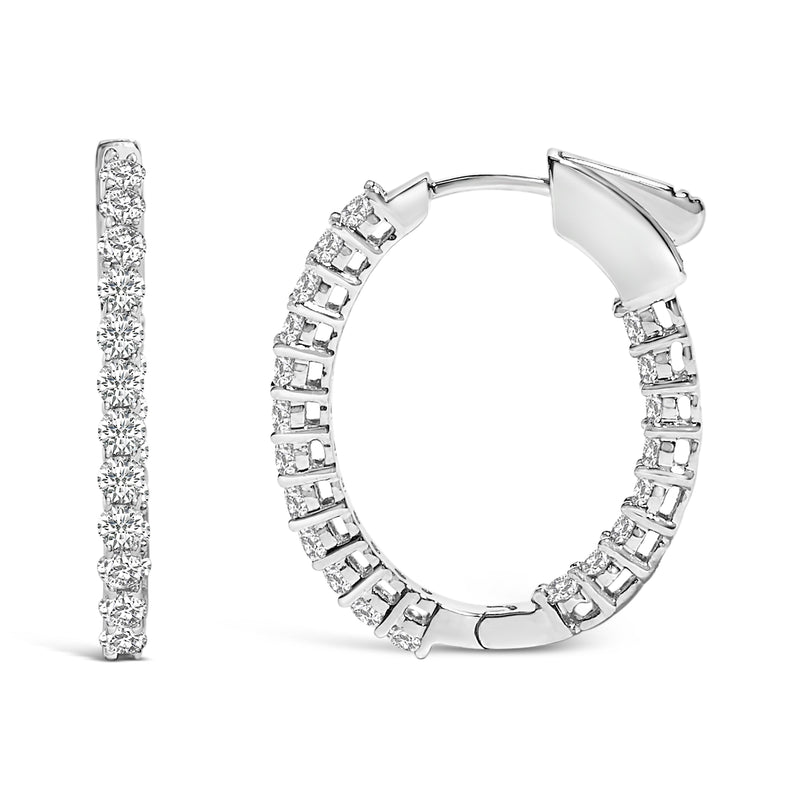 Bids.com 14K White Gold 1.0 Cttw Oval Lab Grown Diamond Hoop Earrings Earrings